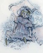 SUSAN SANDS limited edition (25/75) print - seated doll leaning against cushion, signed and dated