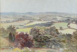 ARTHUR MILES watercolour - Monmouthshire landscape with trees, entitled 'Ysguborwen', signed and