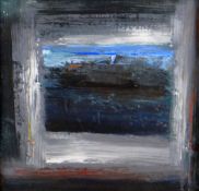 LINDA NORRIS (b.1960) mixed media - landscape, signed, 19 x 19cms