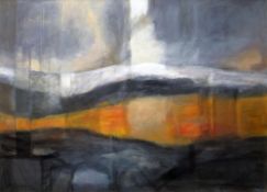 PETER JONES oil on canvas - snowy landscape, entitled 'Eira Nant y Benglog', signed and dated