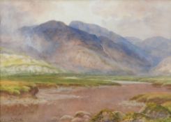 PHILIP OSMENT watercolour - mountainous landscape, entitled 'Rain Clearing - Snowdonia', signed