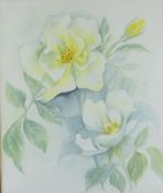 SUZANNE BROOKER watercolour - entitled 'Yellow Roses', signed, 35 x 29cms