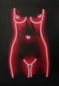 ROMILY ALICE WALDEN unframed limited edition (92/100) two-colour screenprint - pink torso, signed,