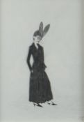 GERDA ROPER (b.1949) pencil drawing - entitled 'Lady in a Hat', signed, 28 x 20cms