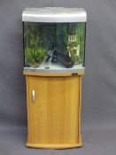 FISH TANK - Aqua Start 500 on a lightwood effect Aqua 1 base with associated contents E/T