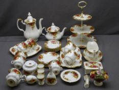 ROYAL ALBERT COUNTRY ROSES TEAWARE, approximately 30 pieces