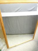 LARGE PINE FRAMED WALL MIRROR, 84 x 110cms