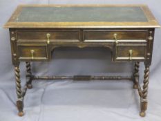 KNEE-HOLE DESK with rexine tool top and twist supports