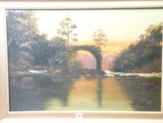 C.M.N oil on canvas - dramatic sunset scene over river, initialled and dated 1916, 50 x 76cms