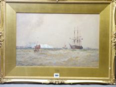 THOMAS BUSH HARDY RBA watercolour - 'Off Dover', signed lower left, 32 x 50cms