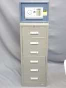 METAL DRAWERS - a narrow office set by Stor and a home safe (no key).