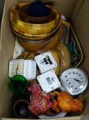 TREEN BOWLS, clocks, Studio pottery ETC