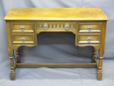 OLD CHARM KNEE-HOLE DESK with central drawer, 73cms H, 107ms W, 46cms D