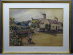 WILLIAM J CORAH watercolour - Conwy Valley scene with figure, signed and dated 1891, 43 x 63.5cms