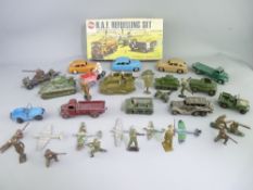 DINKY, MECCANO & BRITAINS DIECAST MILITARY & OTHER VEHICLES and figures, an ice cream seller bicycle