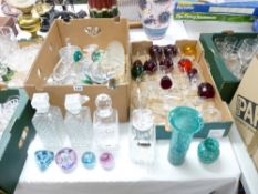 GLASSWARE - four square base decanters, a quantity of good drinking glassware including twist