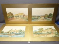 J JONES watercolours - four unframed but mounted North Wales rural scenes, 35 x 53cms