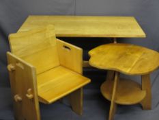 REFECTORY TABLE - lightwood, 121 x 61cms, a peg jointed refectory style chair and a similar colour