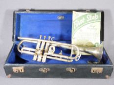 COUSENON ETCIE OF PARIS TRUMPET in a vintage case