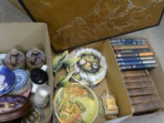 BOSSONS PLAQUES, assorted other display pottery, copper plaque ETC