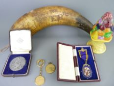 MIXED GROUP OF COLLECTABLES to include silver and enamel medallion for 'Independent Order of Odd
