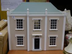 DOLLS HOUSE - miniatures, collectors' interest, a Georgian style townhouse with balustrade top and