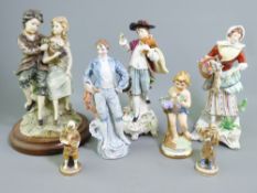 SITZENDORF CONTINENTAL FIGURINES, a pair, 23cms H, a pair of Japanese miniature figurines and