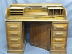 ANTIQUE ROLL TOP DESK, in need of restoration