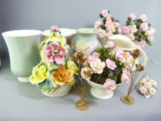 WEDGWOOD ETRURIA PLANTER, HonIton planter and similar and a quantity of ornamental posies