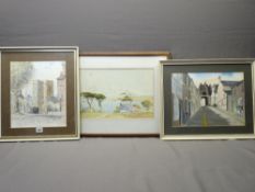 M SLOCOMBE 1984 watercolours (2) - Conwy scenes and a print by GRESLEY, Abersoch