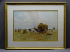 ERNEST G BEACH (1865 - c1934) watercolour - harvesting scene, signed and dated 1903, 30.5 x 48cms