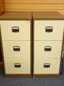 TWO METAL FILING CABINETS - two, three drawer with keys