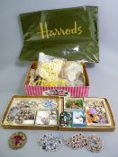 VENETIAN TYPE BEADS and other costume jewellery with a Harrods carrier bag