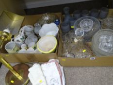 VINTAGE DESK LAMP, ship's decanter and other china and glassware ETC
