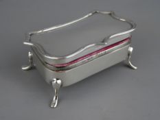 EDWARDIAN SILVER TRINKET BOX, Birmingham 1910, maker T H Hazelwood, ribbon edged shaped top,