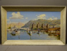 G WARREN WILLIAMS oil on board - Conwy Castle etc, signed, 39 x 75cms
