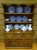 AN APPRENTICE TYPE DRESSER, 69cms H, 47cms W, with appropriately sized china including Spode, Borsen