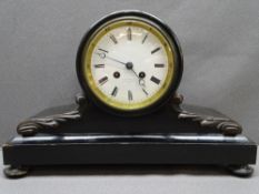 J W BENSON STRIKING EBONIZED MANTEL CLOCK