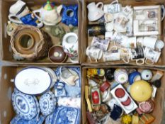 COPELAND SPODE & WILLOW blue and white, Toby jugs, Poole vase, commemorative ware ETC (4 boxes)