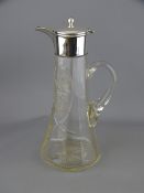EDWARDIAN SILVER MOUNTED CUT GLASS CLARET JUG, Sheffield 1906, maker John and William Deakin,