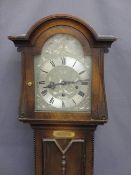 GRANDMOTHER CLOCK - polished with silver dial by Mark Armstrong, Manchester, with plaque referring