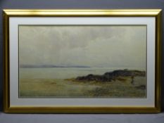 GEORGE COCKRAM watercolour - coastal scene, signed, 47.5cms x 83.5cms