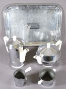 CHROMIUM PLATES, retro 4 piece tea service and tray