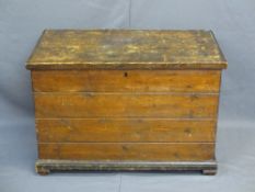 ANTIQUE PINE BLANKET BOX on bracket feet, 63cms H, 94cms W, 50cms D