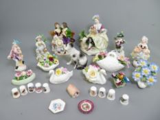 SITZENDORF - a pair of small figurines, 11cms H and a parcel of similar cabinet ornaments