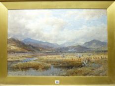 J SYER watercolour - entitled 'Harvest Time', signed and dated '74, 48 x 73cms