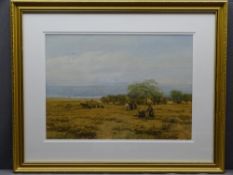 ROBERT THORNE WAITE (1842 - 1935) watercolour - harvest scene with numerous figures, signed, 32 x