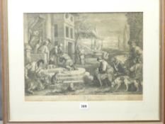 PIETRO MONACO early engraving After Jacopo Bassano - 'The Prodigal Son' mid-18th century, 32 x