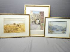 INDISTINCTLY SIGNED original watercolours - mountains and lake, signed and dated, H MOXAM COOK -