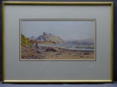 PETER GHENT watercolour - 'Criccieth Castle', signed, 20 x 37cms